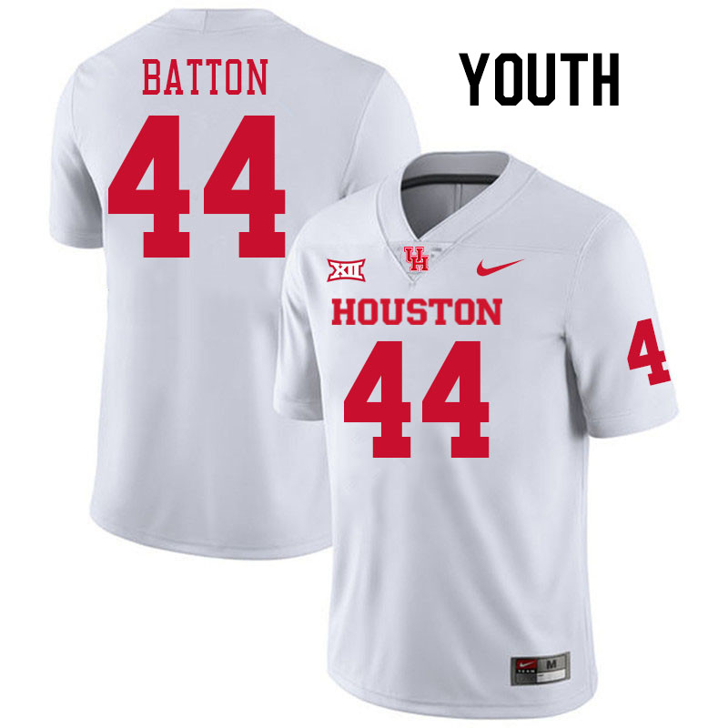 Youth #44 Michael Batton Houston Cougars College Football Jerseys Stitched-White